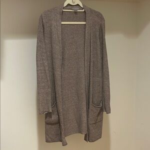 Barefoot Dreams Open-Front Long Cardigan in Taupe